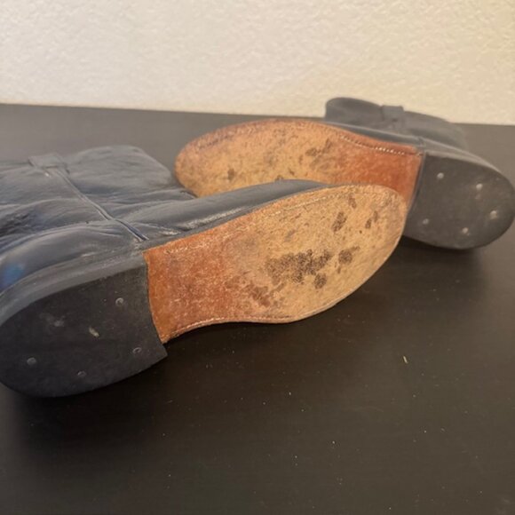 VINTAGE Cowtown black Leather Round Toe Roper Western Cowgirl Boots size 7.5 - Picture 6 of 7